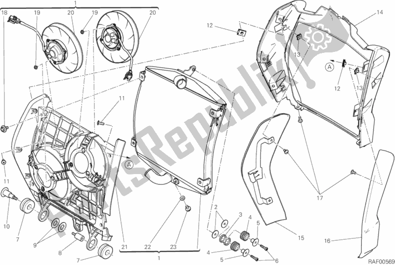 Todas as partes de Refrigerador De água do Ducati Diavel Xdiavel Thailand 1260 2017